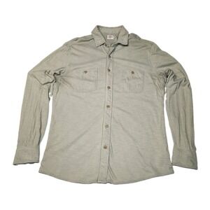Faherty Brand Shirt Mens L Sage Green Organic Cotton Knit Double Pocket...